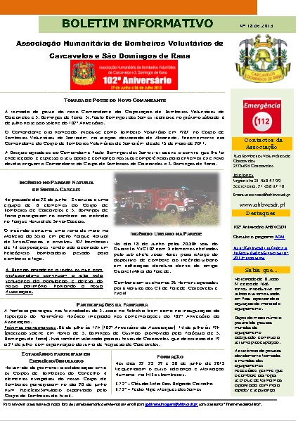 Boletim Informativo nº 18 / 2013